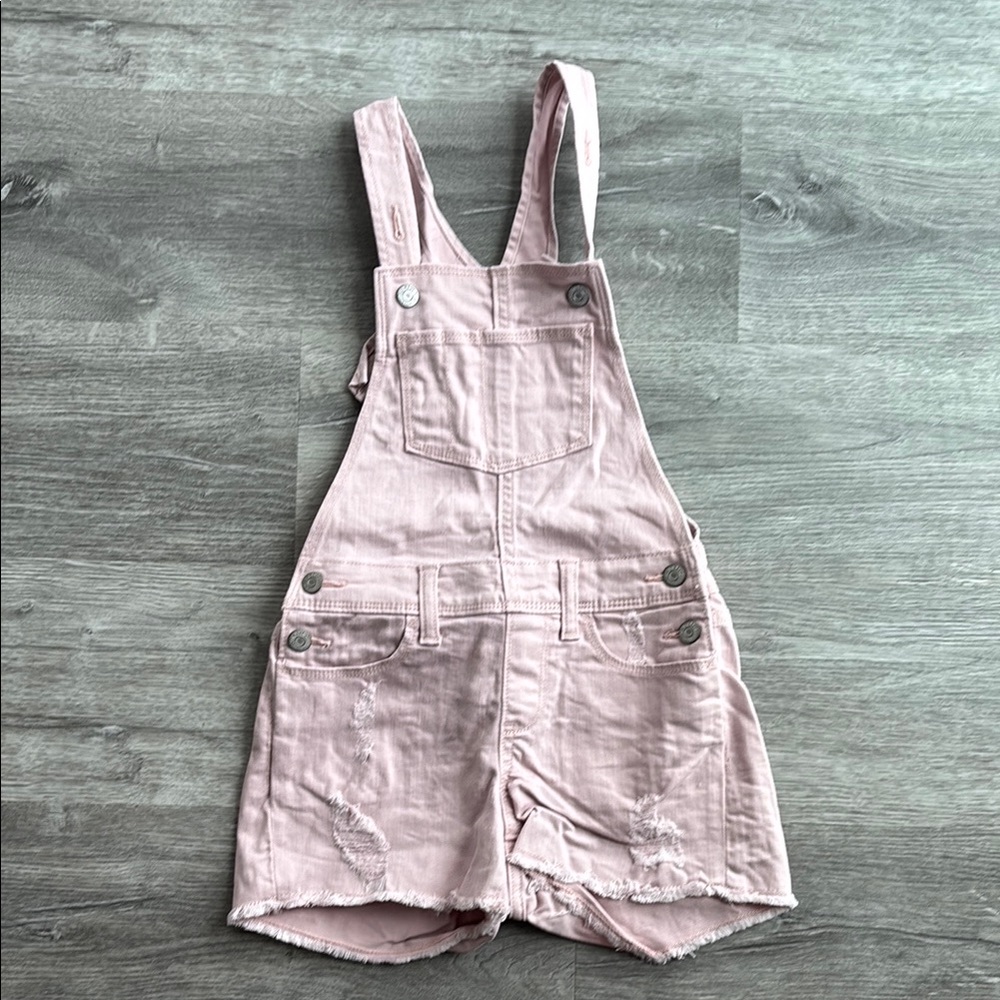 Pink Distressed Overalls